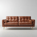 2-Sitzer Sofa Braun 210 x 88 x 86 cm mit PU-Bezug und Knopfheftung