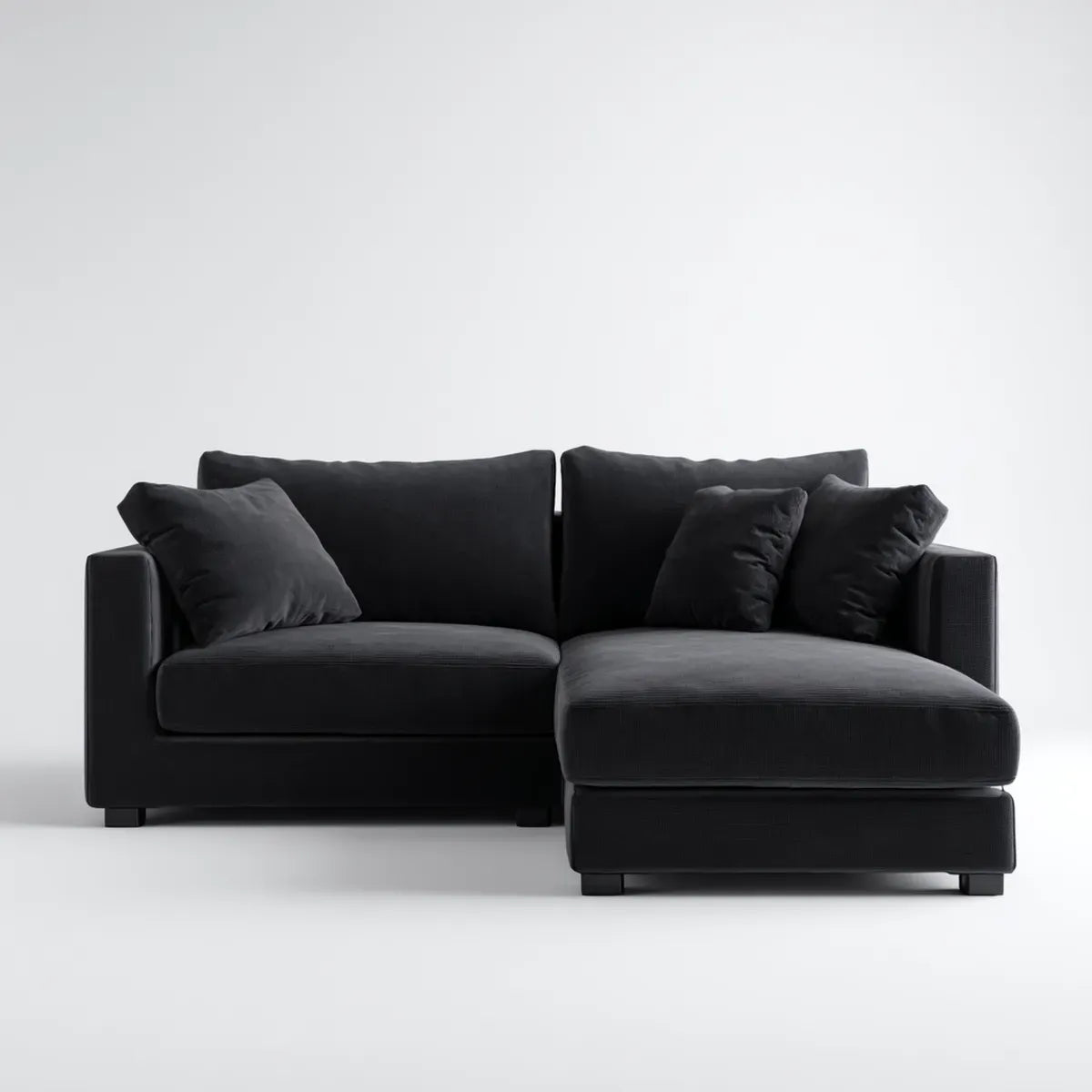 Ecksofa mit Recamiere Schwarz 230 x 155 x 85 cm Polyester Rechteckig