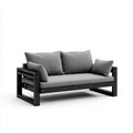 2-Sitzer Sofa Grau mit schwarzem Kiefernholzrahmen 160 x 76 x 75 cm