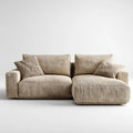 2-Sitzer Ecksofa mit Recamiere Beige 240 x 165 x 85 cm aus Polyester-Cord