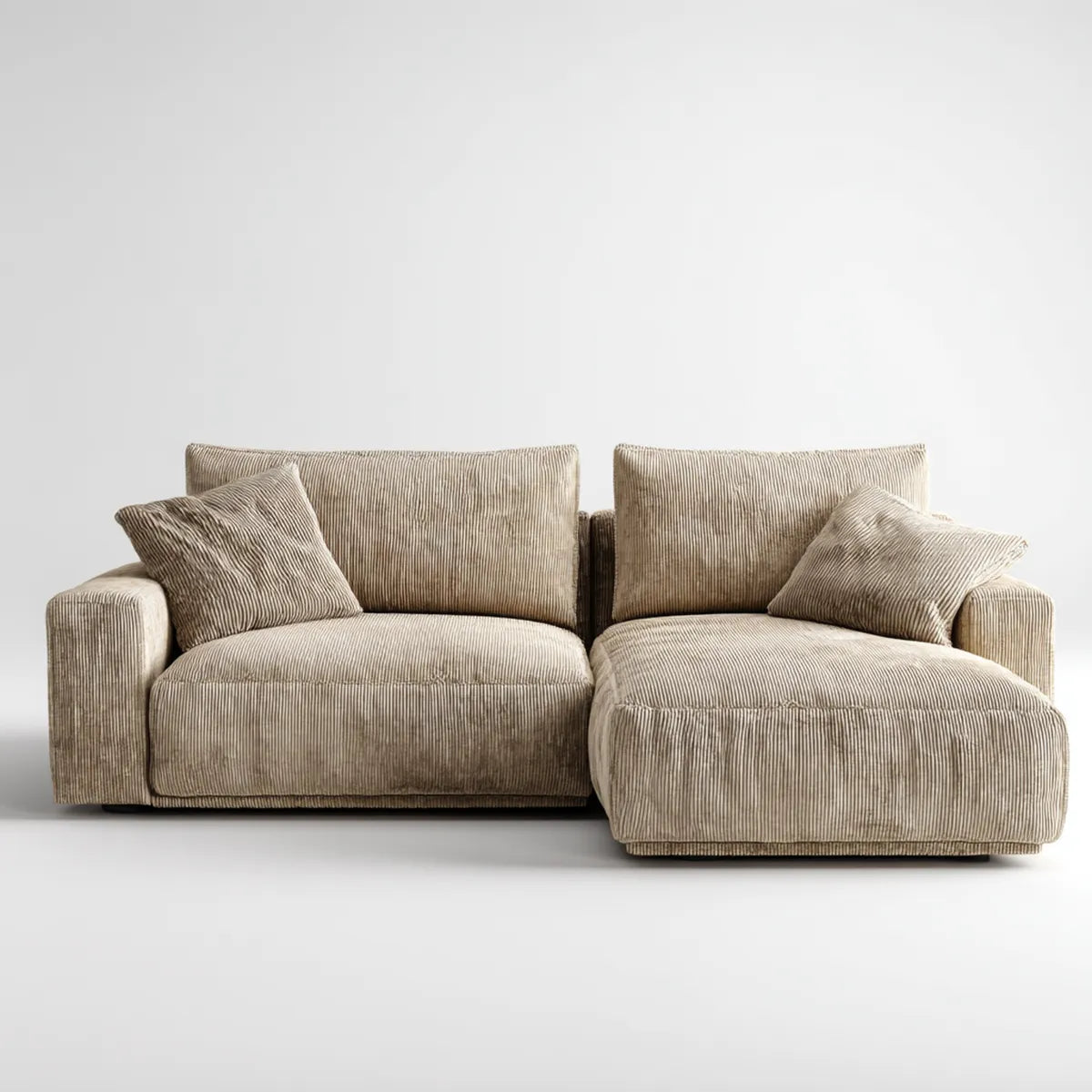 2-Sitzer Ecksofa mit Recamiere Beige 240 x 165 x 85 cm aus Polyester-Cord