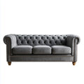 Chesterfield 3-Sitzer Sofa Grau 210 x 90 x 75 cm Polyester-Samt Rechteckig