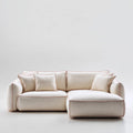 Ecksofa mit Recamiere rechts Cremeweiß 260 x 165 x 82 cm Polyester Webstoff Schaumstofffüllung L-Form