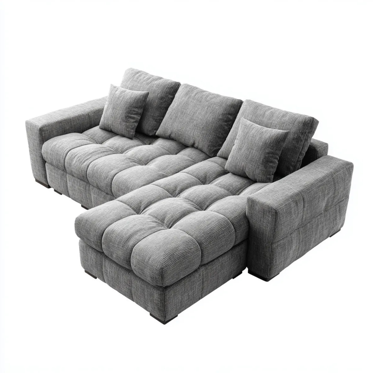 Ecksofa mit Recamiere Grau 270 x 170 x 85 cm Polyester L-Form
