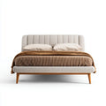 Polsterbett Doppelbett Beige 160 x 200 cm Polyester Massivholz Rechteckig