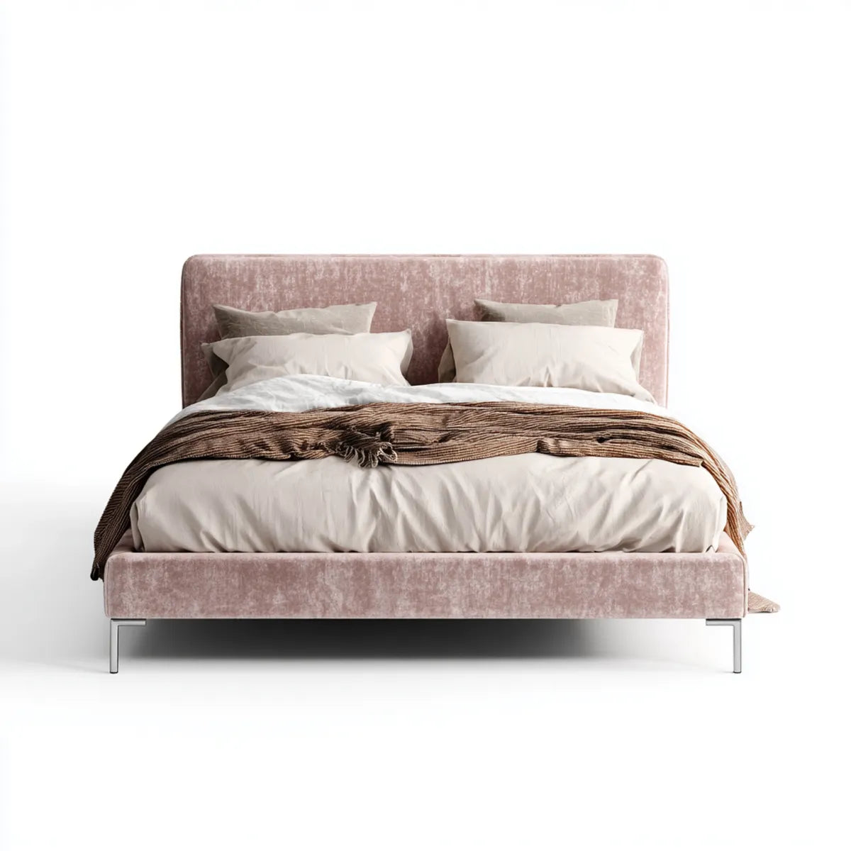 Polsterbett Doppelbett Rosa 180 x 200 cm Polyester-Samt Rechteckig