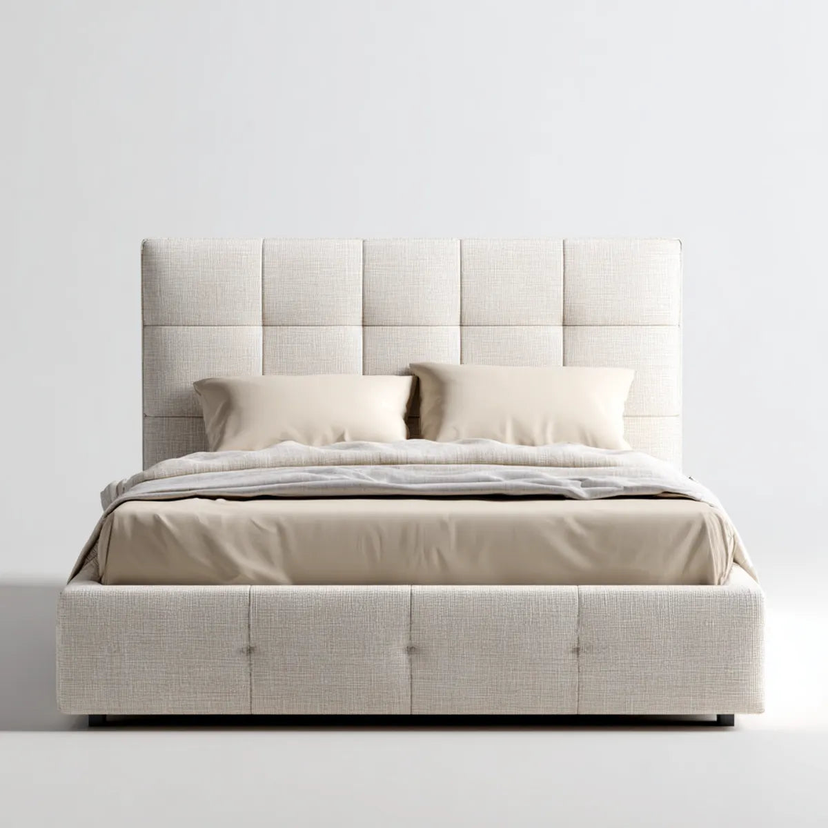 Polsterbett Doppelbett Creme 180 x 200 cm Polyester Rechteckig