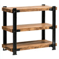 Lagerregal mit 3 Böden Braun Schwarz 60 x 30 x 80 cm Mangoholz Stahl Rechteckig