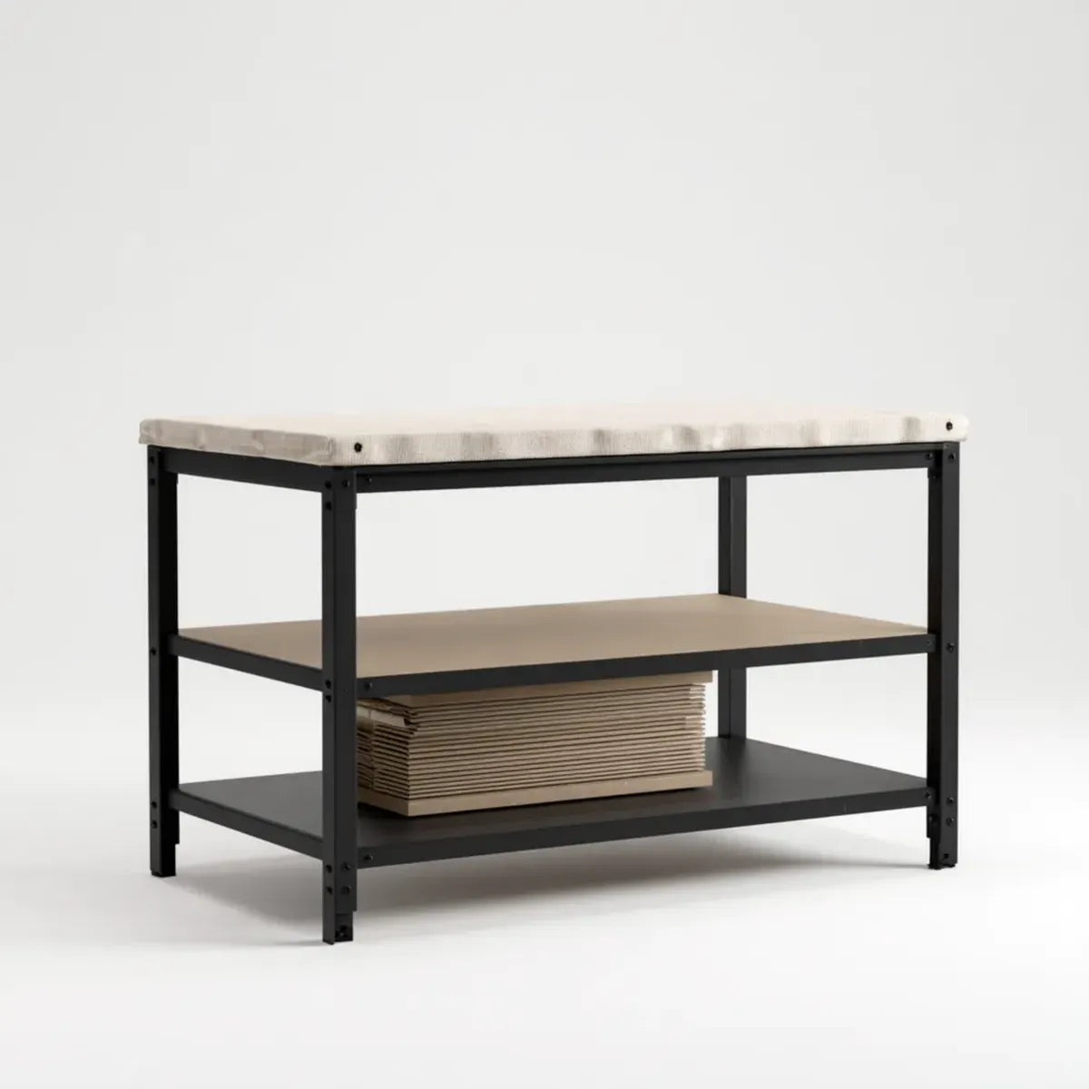 Schwerlastregal Schwarz Braun 120 x 60 x 90 cm aus pulverbeschichtetem Stahl und MDF rechteckig mit 3 Ebenen