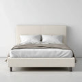 Polsterbett Doppelbett Creme 180 x 200 cm mit Polyesterbezug und rechteckigem Kopfteil