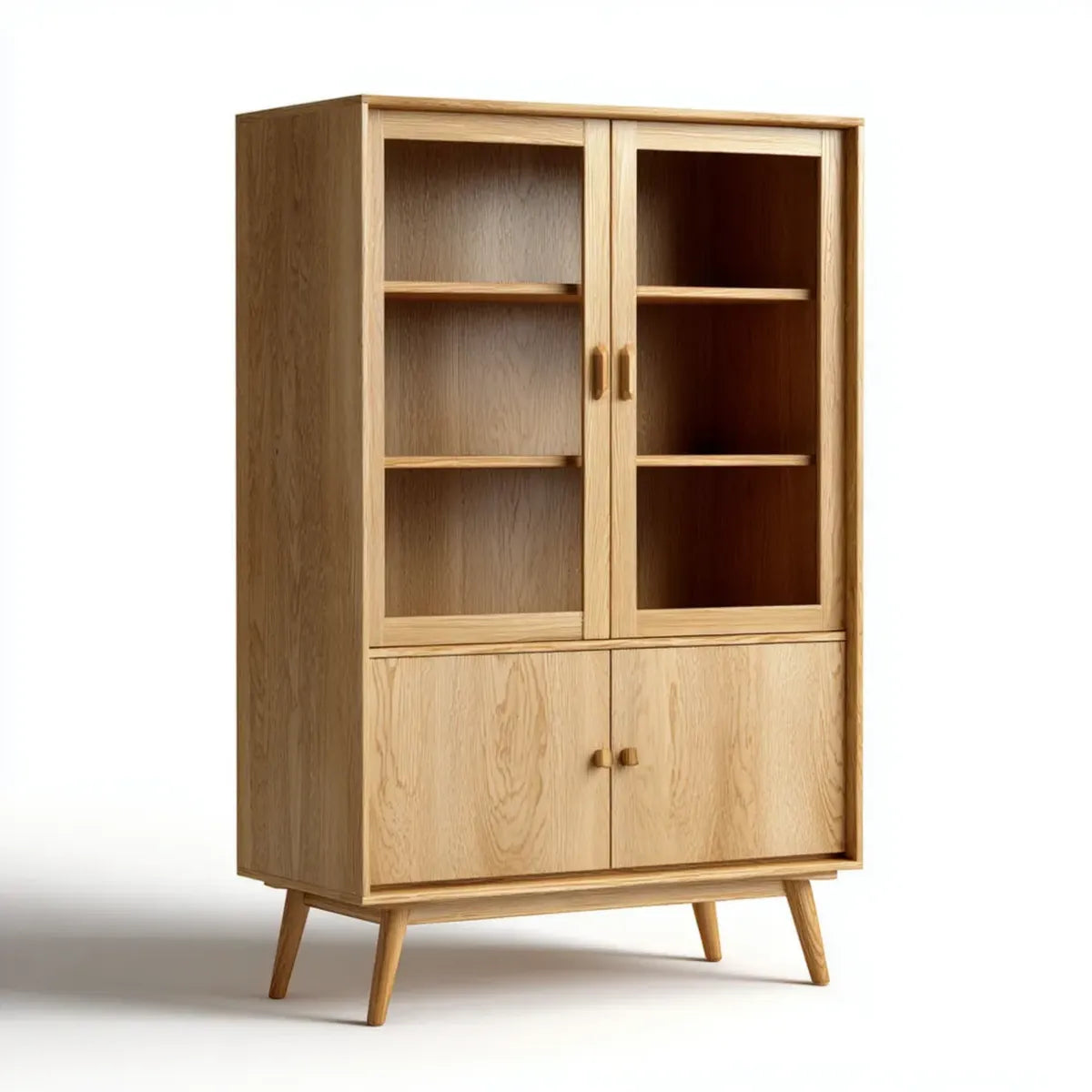 Vitrine Eiche natur 100 x 40 x 190 cm Eichenholz Glas rechteckig