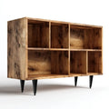 Bücherregal aus massivem Mangoholz Natur 110 x 35 x 75 cm rechteckig mit 6 Fächern und schwarzen Eisenfüßen