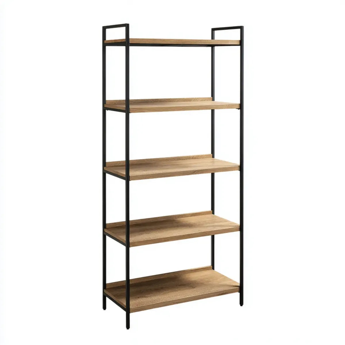 Standregal Bücherregal Eichefarben Schwarz 80 x 35 x 180 cm aus MDF und Stahl Rechteckig