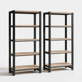 Lagerregal 2er Set Schwarz Natur 90 x 40 x 180 cm Stahl MDF Rechteckig mit 5 Böden