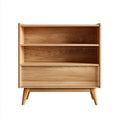 Bücherschrank Wohnzimmerschrank Natur 80 x 40 x 120 cm massive Eiche rechteckig mit 2 offenen Fächern und Schublade