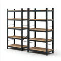 Schwerlastregal 2er Set mit 5 Böden Schwarz Natur 180 x 90 x 40 cm pulverbeschichteter Stahl MDF rechteckig